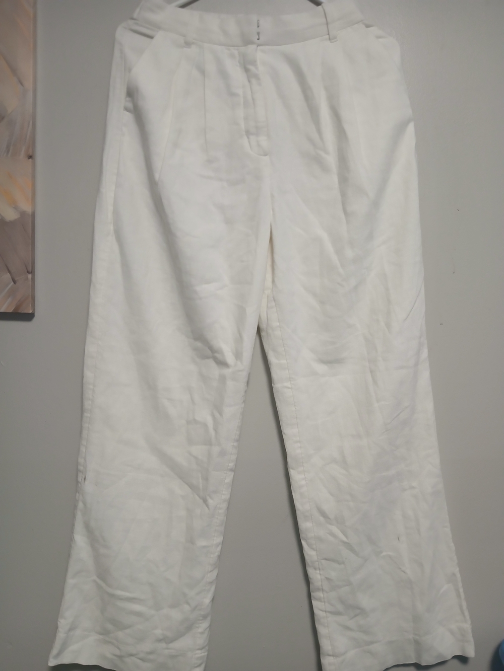Abercrombie & Fitch White Wide-Leg High-Rise Pants